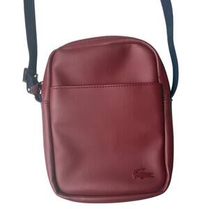 Lacoste Crossbody Bag - Burgundy with Blue Strap